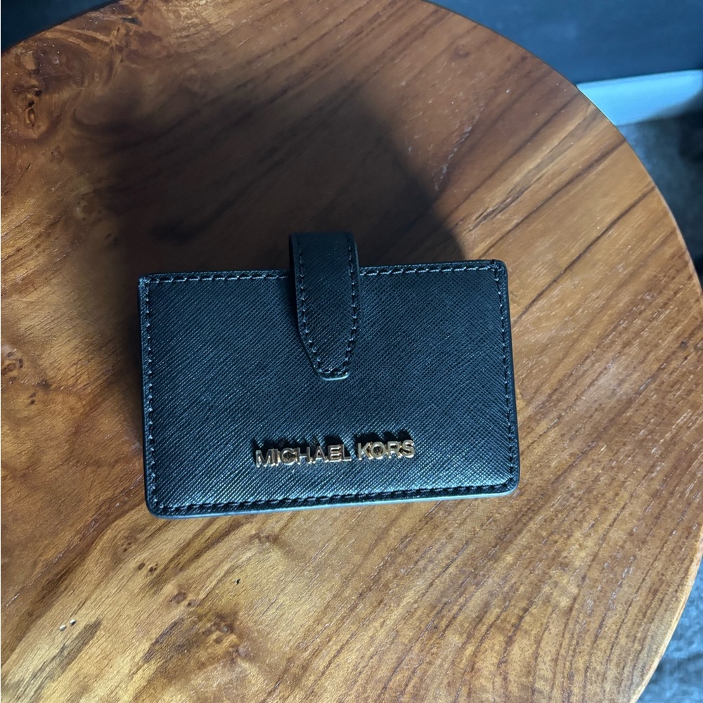 Michael Kors Black Leather Wallet Compact Design card holder